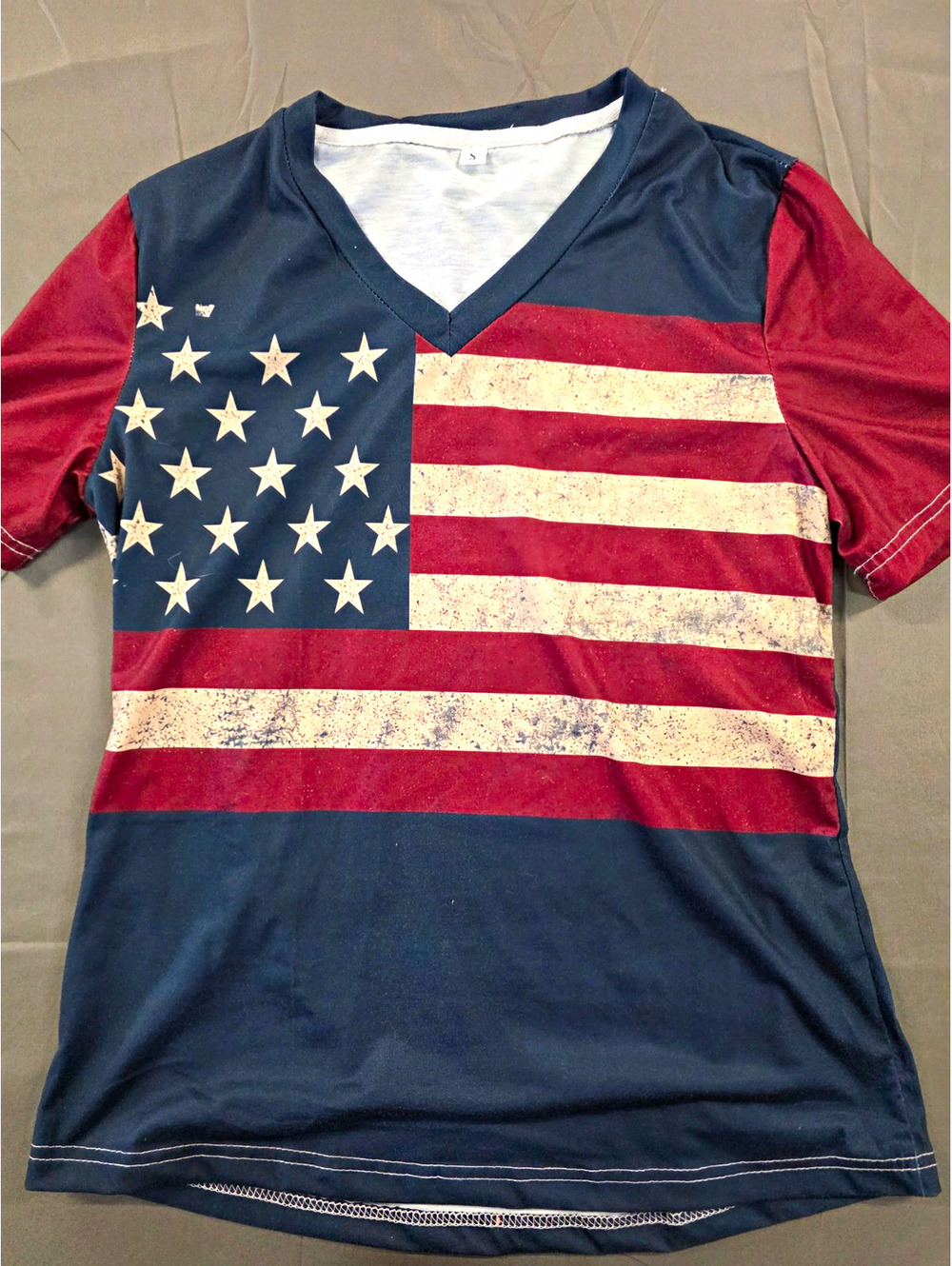 American Flag T Shirt Size S Rustic Design